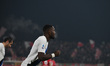 Marcus Thuram is celebrating after scoring a goal during the Italian Serie A football matc...
