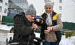 In Lviv, Ukraine, on January 15, 2024, Mother Tetiana is lighting a cigarette for her son,...