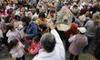 A priest is blessing pets outside a parish church in Culhuacan, Mexico City, on the occasi...