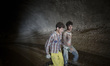Two Afghan workers are leaving a workshop for lunch and break time in the northern part of...