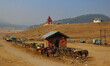 Horses are grazing in Gulmarg, located about 55 km from Srinagar, in Srinagar, Kashmir, In...