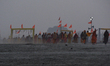 Hindu devotees are gathering near the Saryu River ahead of the Ram temple opening in Ayodh...