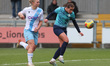 Georgia Brougham of London City Lionesses is under pressure from Elise Hughes of Crystal P...