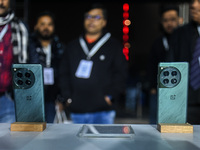 OnePlus 12 smartphones are being displayed during their launch event in New Delhi, India, on January 23, 2024. (