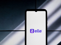 The Zelle logo is displayed on a smartphone screen in Athens, Greece, on January 24, 2024. (