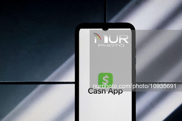The Cash App logo is displayed on a smartphone screen in Athens, Greece, on January 24, 2024. 