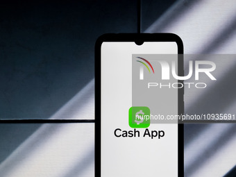 The Cash App logo is displayed on a smartphone screen in Athens, Greece, on January 24, 2024. (