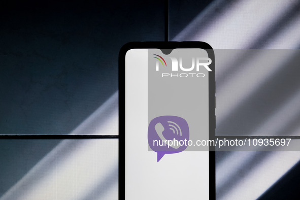 The Viber logo is displayed on a smartphone screen in Athens, Greece, on January 24, 2024. 