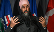 EDMONTON, CANADA - JANUARY 25, 2024:Canada's NDP Leader, Jagmeet Singh, concludes a three...