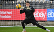 Luca Ashby-Hammond of Notts County is warming up ahead of kick-off during the Sky Bet Leag...