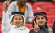Fans of Qatar are cheering before the start of the AFC Asian Cup 2023 round of 16 match be...