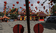 The Eng An Kiong temple is being decorated with Chinese lanterns in preparation for the Ch...