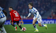 Takefusa Kubo of Real Sociedad is in action during the Copa Del Rey Semi-Final First Leg m...