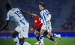 Takefusa Kubo of Real Sociedad is in action during the Copa Del Rey Semi-Final First Leg m...