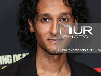 Assad Zaman arrives at the Los Angeles Premiere Of AMC+'s 'The Walking Dead: The Ones Who Live' Season 1 held at the Linwood Dunn Theater at...