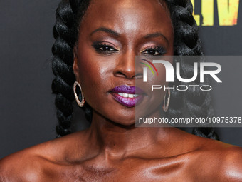 Danai Gurira arrives at the Los Angeles Premiere Of AMC+'s 'The Walking Dead: The Ones Who Live' Season 1 held at the Linwood Dunn Theater a...