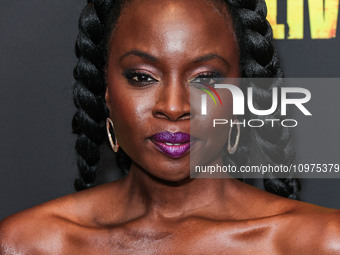 Danai Gurira arrives at the Los Angeles Premiere Of AMC+'s 'The Walking Dead: The Ones Who Live' Season 1 held at the Linwood Dunn Theater a...
