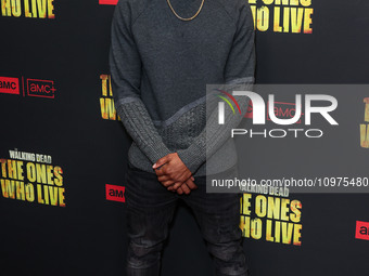 Andrew King Bach Bachelor arrives at the Los Angeles Premiere Of AMC+'s 'The Walking Dead: The Ones Who Live' Season 1 held at the Linwood D...