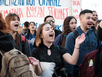 Students are demonstrating against the government-promoted bill for the establishment of non-state universities in Athens, Greece, on Februa...