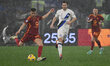 Stephan El Shaarawy of A.S. Roma and Matteo Darmian of F.C. Inter are competing during the...