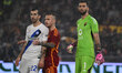 Henrikh Mkhitaryan of F.C. Inter is playing against Angelino and Rui Patricio of A.S. Roma...
