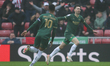 Ryan Hardie is celebrating Plymouth Argyle's goal during the Sky Bet Championship match be...