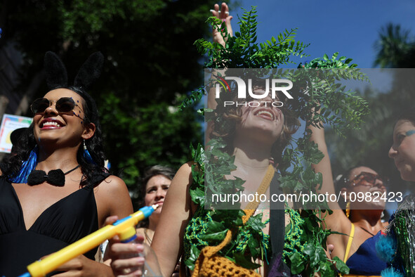 Street carnival blocks are parading through the city of Sao Paulo on Saturday, February 10, 2024. 
