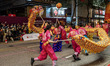 A performer is performing the dragon dance in the Lunar New Year Night Parade in Hong Kong...