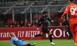 Theo Hernandez is playing for AC Milan during the Italian Serie A football match against S...