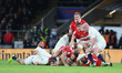Kieran Hardy of Cardiff Rugby, Dan Cole of Leicester Tigers, and Archie Griffin of Wales a...