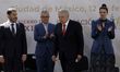 The President of Mexico, Andres Manuel Lopez Obrador, is accompanied by the Head of Govern...