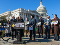 Rep. Alexandria Ocasio-Cortez (D-NY) speaks at a press conference outside of the U.S. Capitol building in Washington, D.C. on February 14, 2...