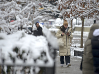 New Yorkers are waking up to fresh snow in New York, USA, on February 17, with an accumulation of more than 15 centimeters in parts of New Y...