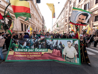 People are participating in the national demonstration in the center of Rome, Italy, on February 17, 2024, for Abdullah Ocalan, the leader o...