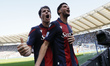 Oussama El Azzouzi of Bologna is celebrating after scoring their first goal during the Ser...