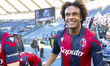 Joshua Zirkzee of Bologna is celebrating at the end of the Serie A soccer match between SS...