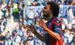Joshua Zirkzee of Bologna is reacting during the Serie A soccer match between SS Lazio and...