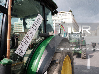 Greek farmers are riding their tractors to the parliament building as they stage a protest against the government's agricultural policy at S...