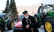 Greek farmers are riding their tractors to the parliament building as they stage a protest...