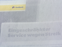 Employees from Postbank branches are striking in Essen, Germany, on February 21, 2024, as the Verdi labor union calls for a nationwide strik...