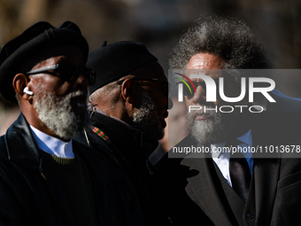Activist and philosopher Dr. Cornel West, right,  speaks with a religious leader at a rally at Lafayette Square in Washington, D.C. on Febru...