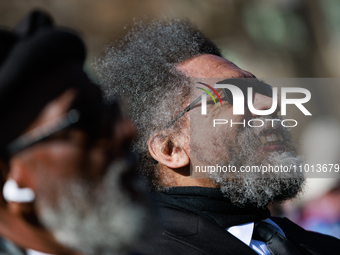 Activist and philosopher Dr. Cornel West attends a rally at Lafayette Square in Washington, D.C. on February 21, 2024 for the arrival of the...