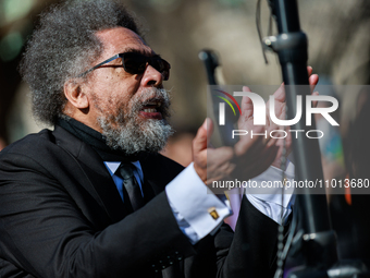 Activist and philosopher Dr. Cornel West attends a rally at Lafayette Square in Washington, D.C. on February 21, 2024 for the arrival of the...