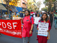 Members of the Association for Protection of Democratic Rights (APDR) are organizing a protest rally against the NRC and CAA in Kolkata, Ind...