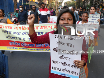 Members of the Association for Protection of Democratic Rights (APDR) are organizing a protest rally against the NRC and CAA in Kolkata, Ind...