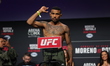 Mateus Mendonca of Brazil is posing on the scale during the UFC Fight Night ceremonial wei...