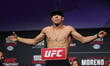 Manuel Torres of Mexico is posing on the scale during the UFC Fight Night ceremonial weigh...