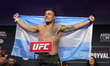 Francisco Prado of Argentina is posing on the scale during the UFC Fight Night ceremonial...