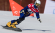 Oleksandra Malovanna is competing in the FIS Snowboard World Cup, parallel giant slalom, i...