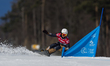 Tomoka Takeuchi is competing in the FIS Snowboard World Cup parallel giant slalom in Jawor...